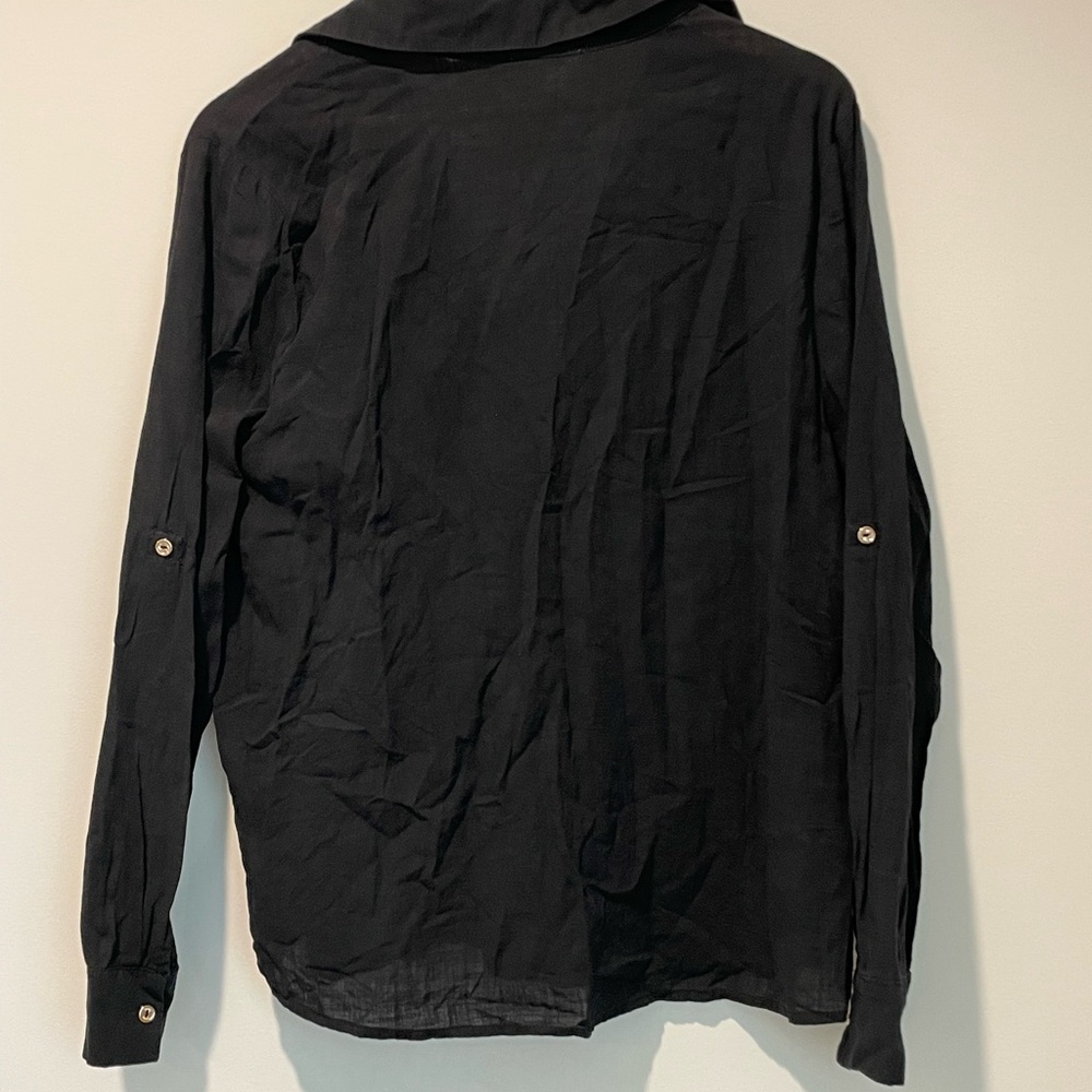 ee:Some 3/4 Sleeve Button Down Top Black‎ Sz L - Picture 7 of 8
